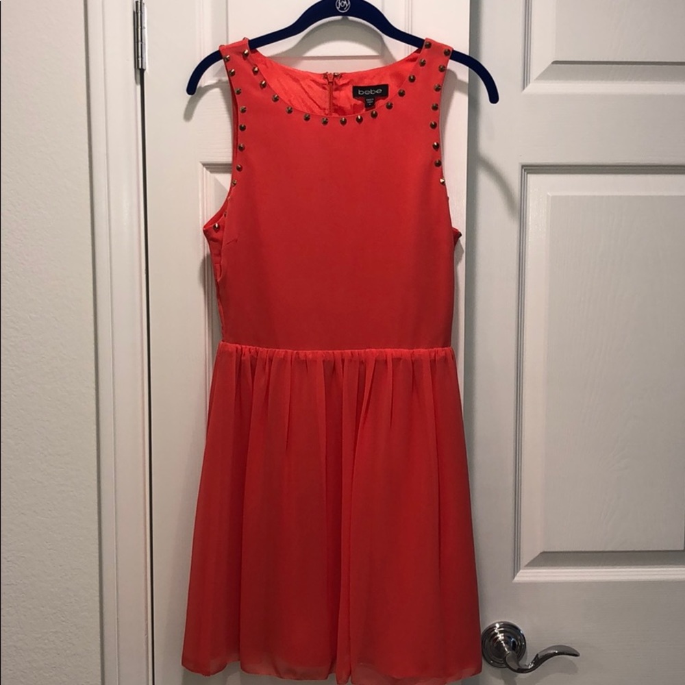 Beautiful orange dress with gold stud detail